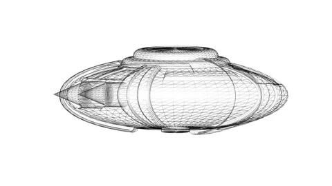 Futuristic Wireframe Spaceship Design Concept in Black and White Aesthetic 库存影片 334583422