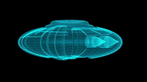 Futuristic Wireframe Spaceship Model on Dark Background Illustration Video stock 334583548
