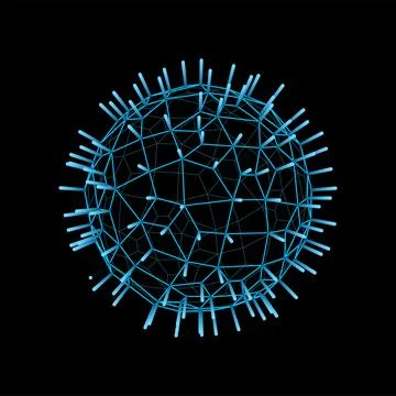 Futuristic wireframe sphere, 3d ball structure Stock Illustration