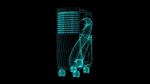 Futuristic Wireframe Technology Concept: Digital 3D Rendering of Mechanical.. Stock Footage 344661696