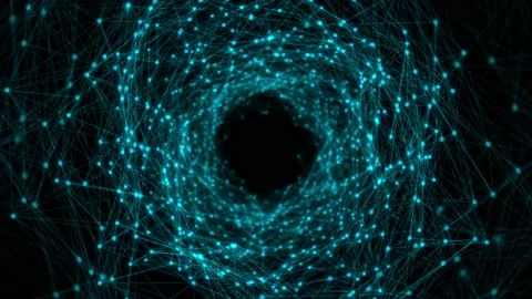 Futuristic wireframe tunnel. Flight forward through corridor. Stock Footage 194446637