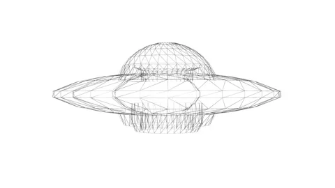 Futuristic Wireframe UFO Model in a Geometric Artistic Illustration 库存影片 334583510