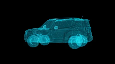 Futuristic Wireframe Vehicle Design Against Stark Black Backdrop 库存影片 334584144