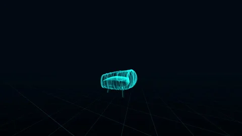 Futuristic Wireframe Visualization of 3D Geometric Objects in Digital Space Stock Footage 344399571