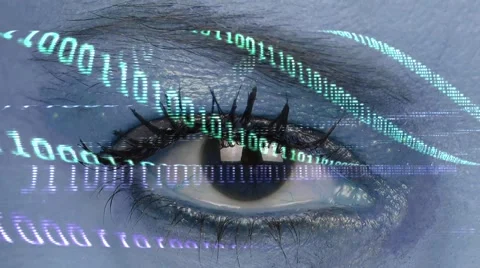 Futuristic Woman Eye and Binary Codes Stock Footage 68879250