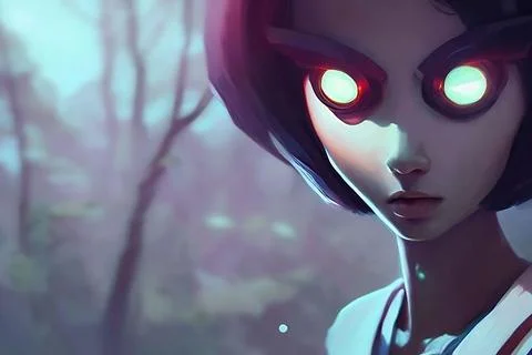 Futuristic World, cyborgs and robots, Artificial intelligence, technology. Illustrazione stock