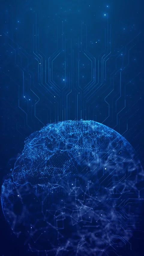 Futuristic World Data Sphere with Electronic Paths Stock Footage 341038794