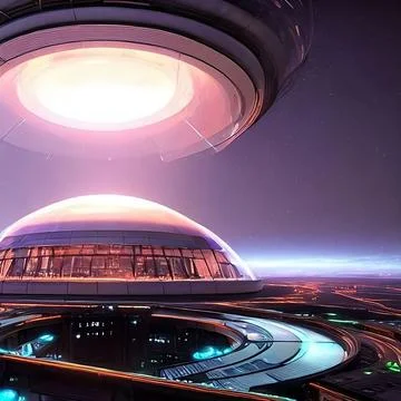 Futuristic World, dome, Artificial intelligence, technology, AI automation Ilustración de archivo