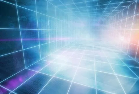 Futuristic World High tech  Enclosed Studio Backdrop Concept Series Stock Illustration