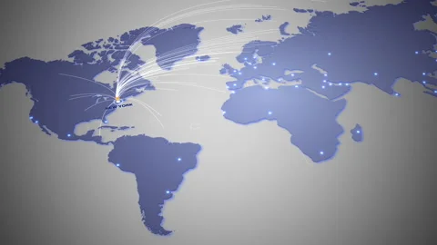 Futuristic world map with glowing connection Stock Footage 318502852
