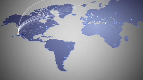 Futuristic world map with glowing connection Stock Footage 318503001