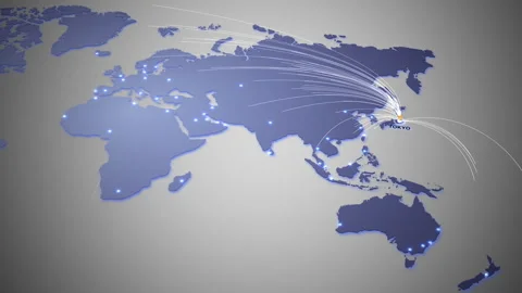 Futuristic world map with glowing connection Stock Footage 318503158