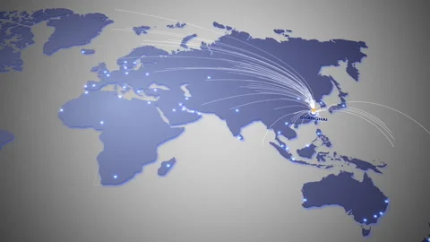 Futuristic world map with glowing connection Stock Footage 318503159