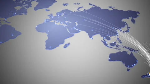Futuristic world map with glowing connection Stock Footage 318503324