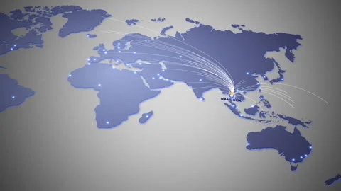 Futuristic world map with glowing connection Video stock 318517119