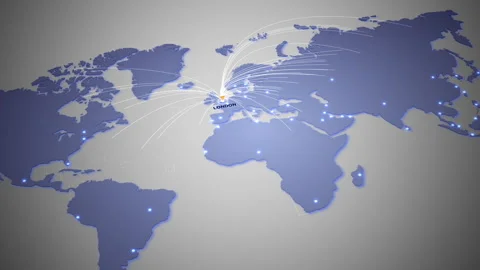 Futuristic world map with glowing connection Stock Footage 318517164