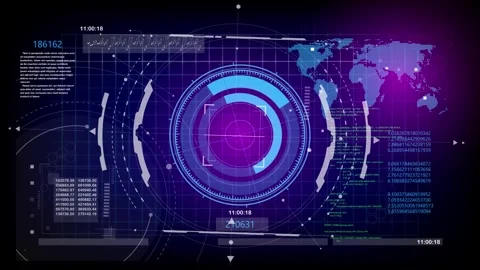 Futuristic world map hologram with dynamic data display presents global analytic Stock-Footage 314001843