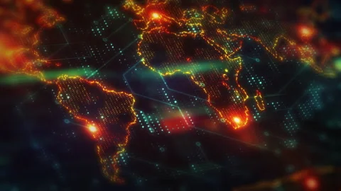 Futuristic world map showing global connections and data flow 動画素材 291781281
