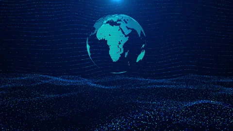 Futuristic World Map world globe, High Tech Global Map Digital Connections Stock Footage 338420926