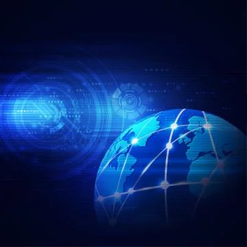Futuristic world network communication and technology concept Stock Illustration
