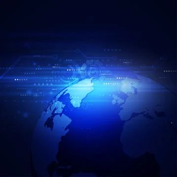 Futuristic world network communication and technology concept Stock Illustration
