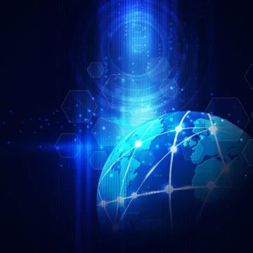 Futuristic world network communication and technology concept Stock Illustration