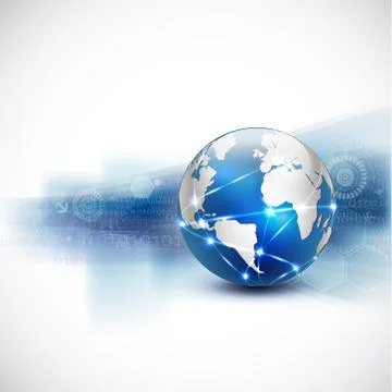 Futuristic world network communication and technology concept Stock Illustration