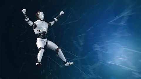 Futuristic world robots are running. Presentation of technology with robots.. 스톡 일러스트