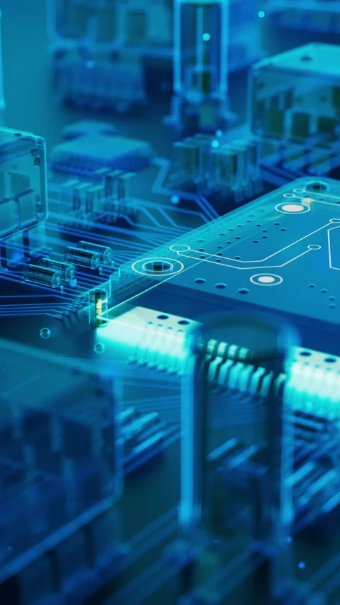 Futuristic x-ray 3D animation of glowing microchip Video stock 335577779