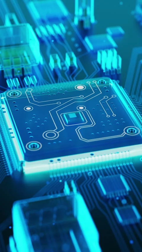 Futuristic x-ray 3D animation of glowing CPU chip Vídeo Stock 341882128