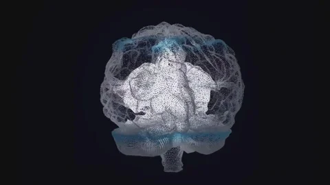 Futuristic X Ray Human Brain Forming with Digital Particles and Neural Networ Stock-Footage 331774303