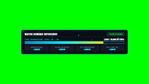 Futuristic XP Progression Level Bar on Green Screen Vídeos de archivo 345259030