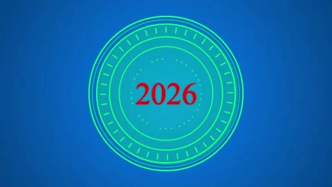 Futuristic Year 2026 Digital Countdown Timer Interface with Neon Green Conc.. Stock Footage 321410227