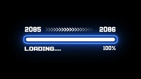 Futuristic Year 2085 to 2086 Digital Loading Progress Bar Animation with Bl.. 库存影片 325988004