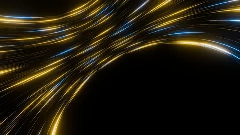 Futuristic yellow and blue Light Speed Lines on Dark Background Stock Illustration