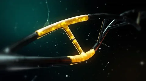 Futuristic Yellow Genetically Modified DNA Strand. GMO Looped Animation Stock Footage 68055274