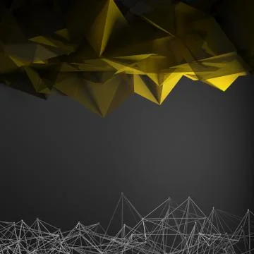 Futuristic yellow structure with wire-frame lines Stock Illustration