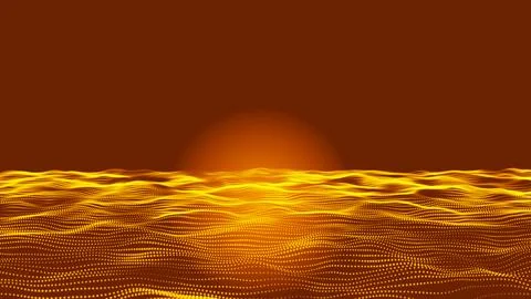 Futuristic yellow trapcode form wave animated background. Abstract technolo.. 스톡 일러스트