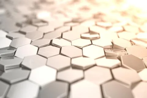 Futuristick abstract hexagonal background with depth of field effect. Structure Stock Illustration