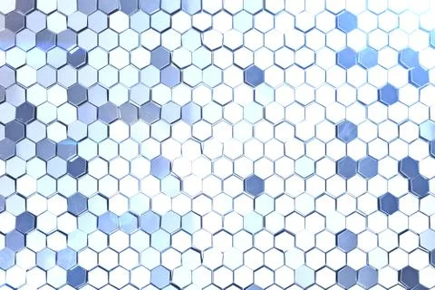 Futuristick abstract hexagonal background with depth of field effect. Structure Stock Illustration