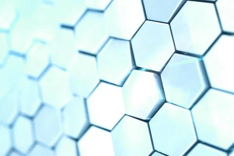 Futuristick abstract hexagonal background with depth of field effect. Structure Stock Illustration