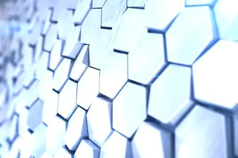 Futuristick abstract hexagonal background with depth of field effect. Structure 스톡 일러스트
