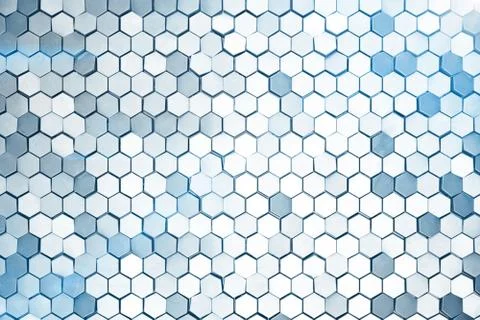Futuristick abstract hexagonal background with depth of field effect. Structure Illustrazione stock