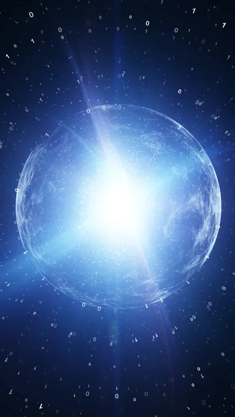 Futursitic digital sphere with binary numbers loop rotation Stock Footage 346888560