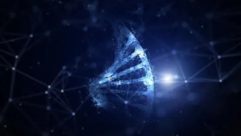 Futurstic digital dna chain looping on dark blue background 库存影片 341432233