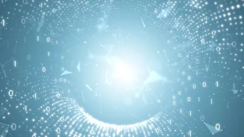 Futurstic shiny digital binary data tunnel motion graphic background Stock Footage 337238920