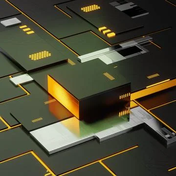 Futurstic Technology Cubes 3d render Stock Illustration