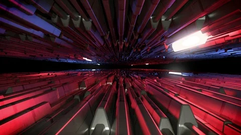Futurustic Neon Light Tunnel Stock Footage 86373181