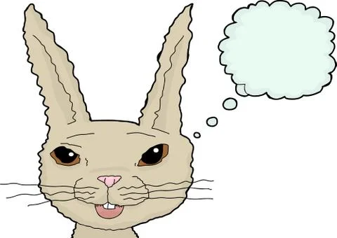 Fuzzy Cartoon Rabbit Over White Stock Illustration