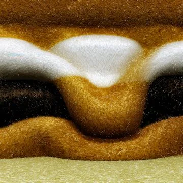 Fuzzy surface of a sandwich with a focus on layers and textures during a fo.. Stock-Illustration
